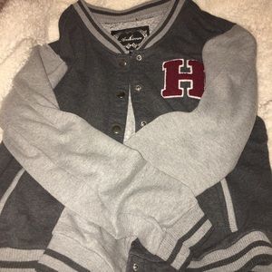 “H” Letterman Gray Grey Sporty Jacket